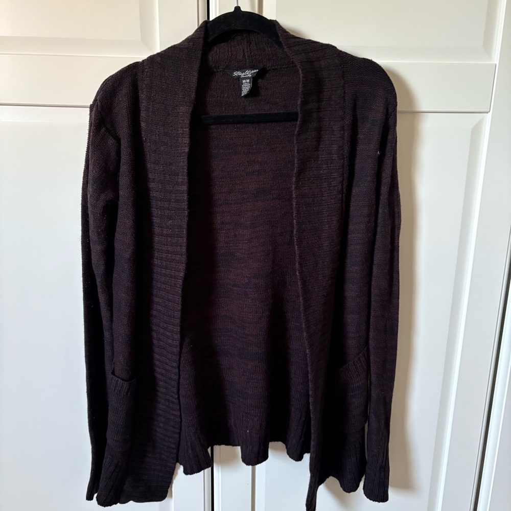 Dark Brown Knit Open Cardigan Size M